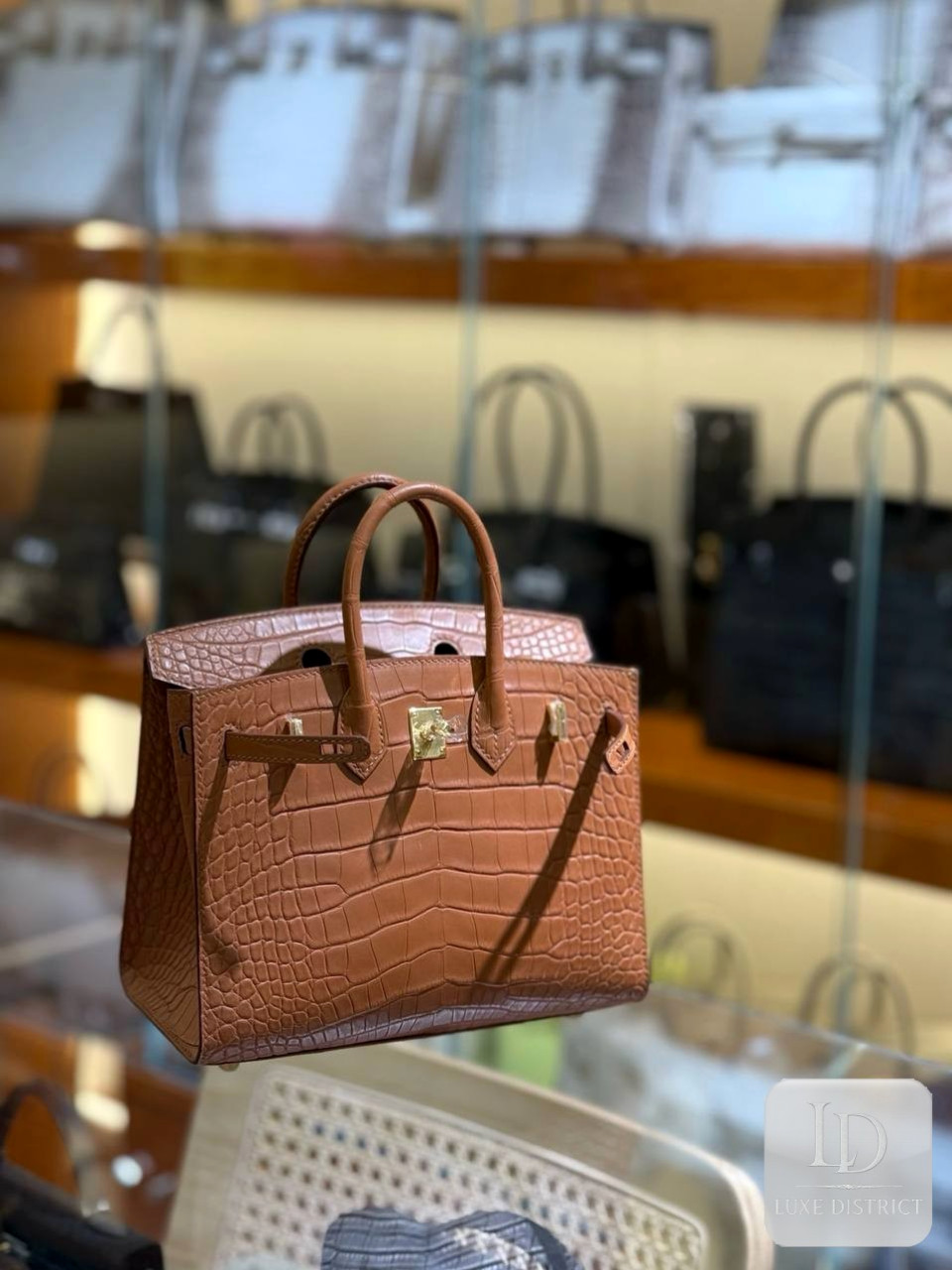 Birkin 25 см Американский аллигатор HCP Золотой