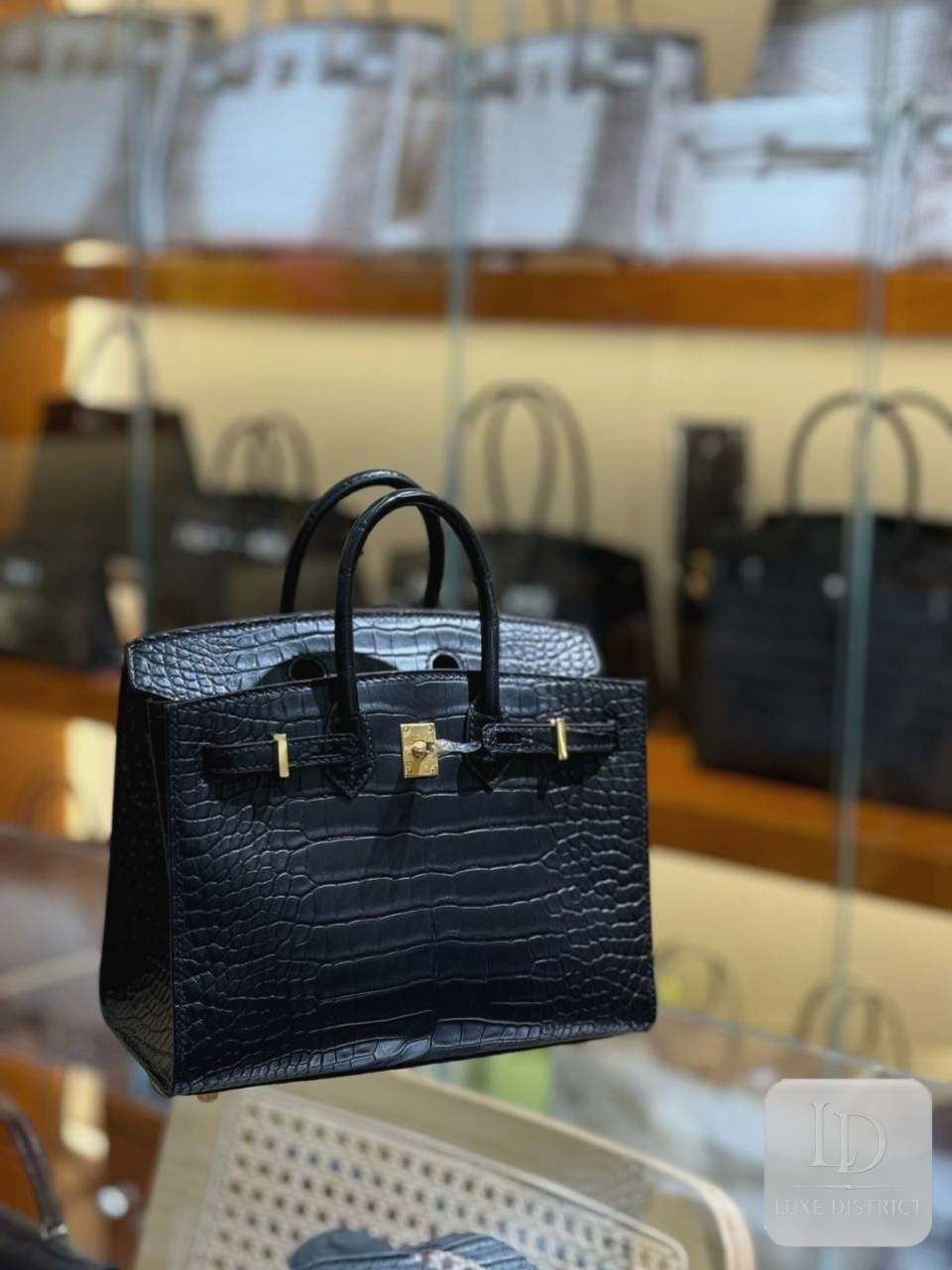 Birkin 25 см Американский аллигатор HCP Чёрный