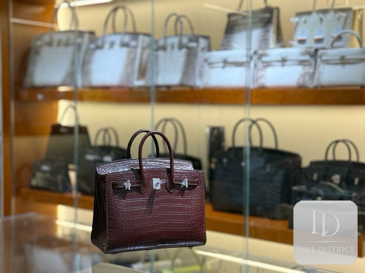 Birkin 25 см Американский аллигатор Красный H