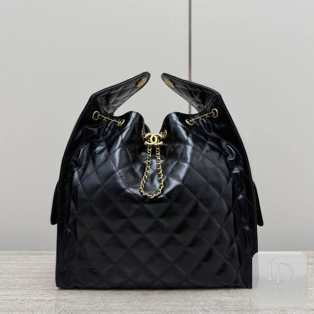 Chanel Hobo 25C | Тотал Блэк Заявление Большая