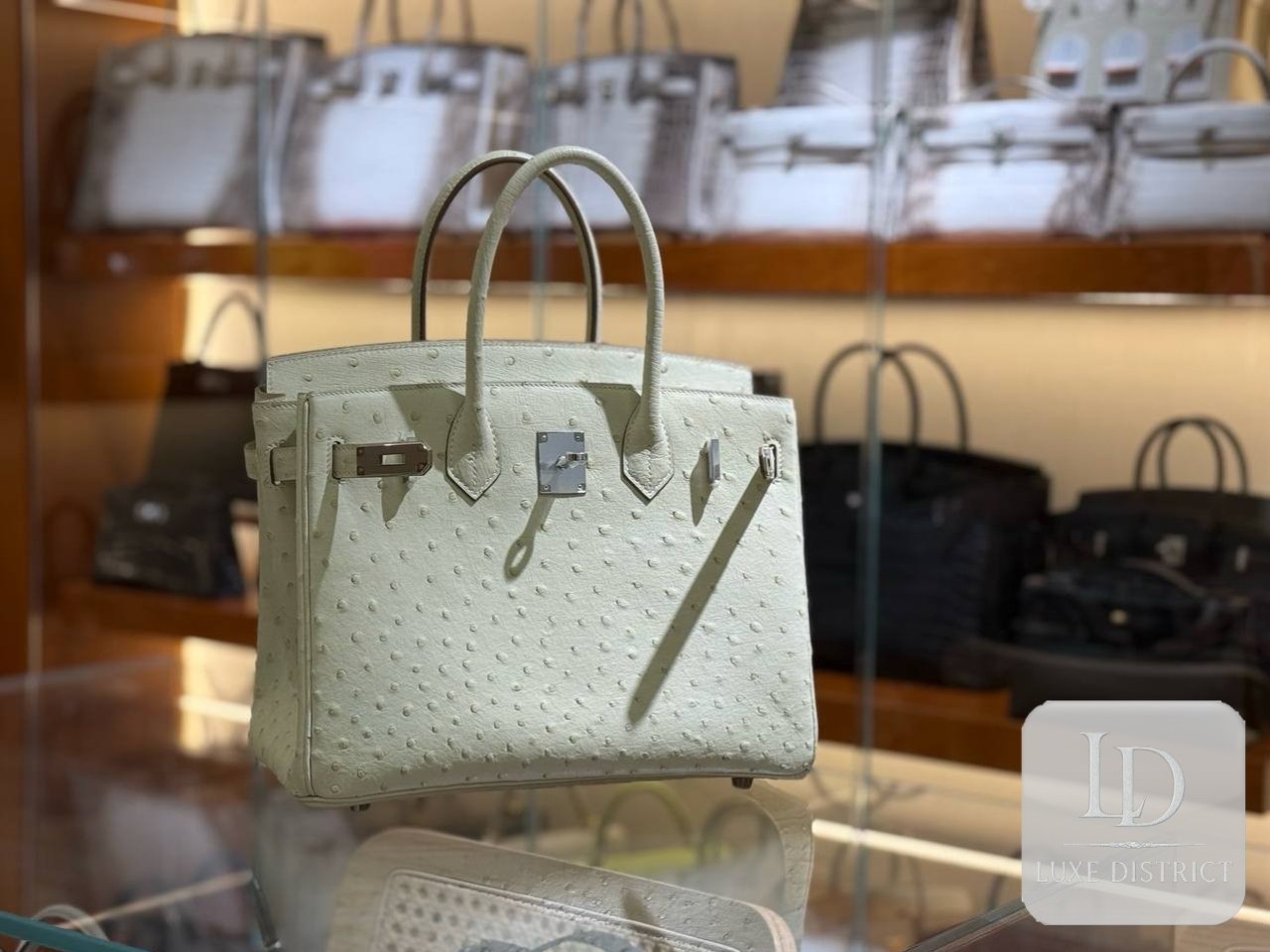 Birkin 30 Страус – Слоновая кость | PHW