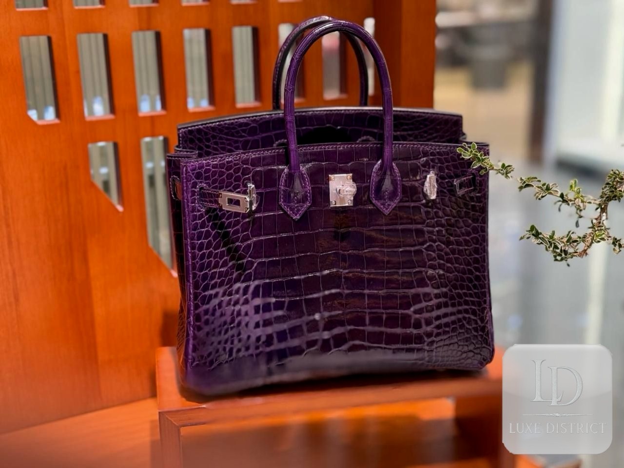 Hermès Birkin 25 — Крокодил аллигатор HCP 9G аметист и палладиевая фурнитура