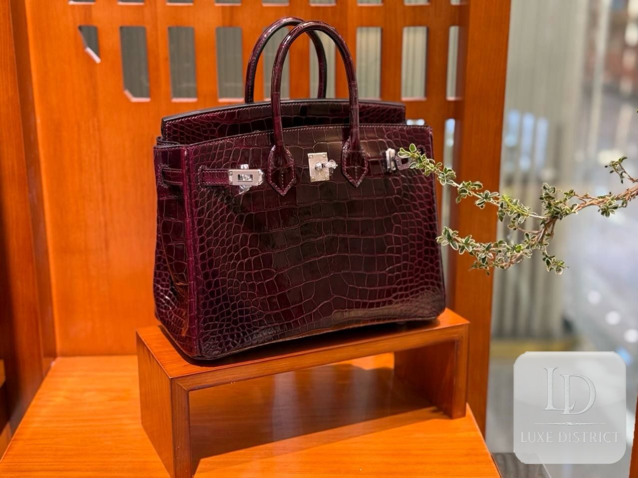 Hermès Birkin 25 — Бордовый крокодил аллигатор HCP (57 дней) и палладиевая фурнитура