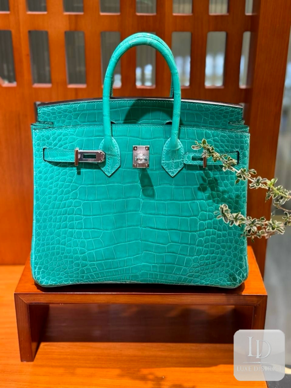 Hermès Birkin 25 — Мятный крокодил аллигатор HCP и палладиевая фурнитура