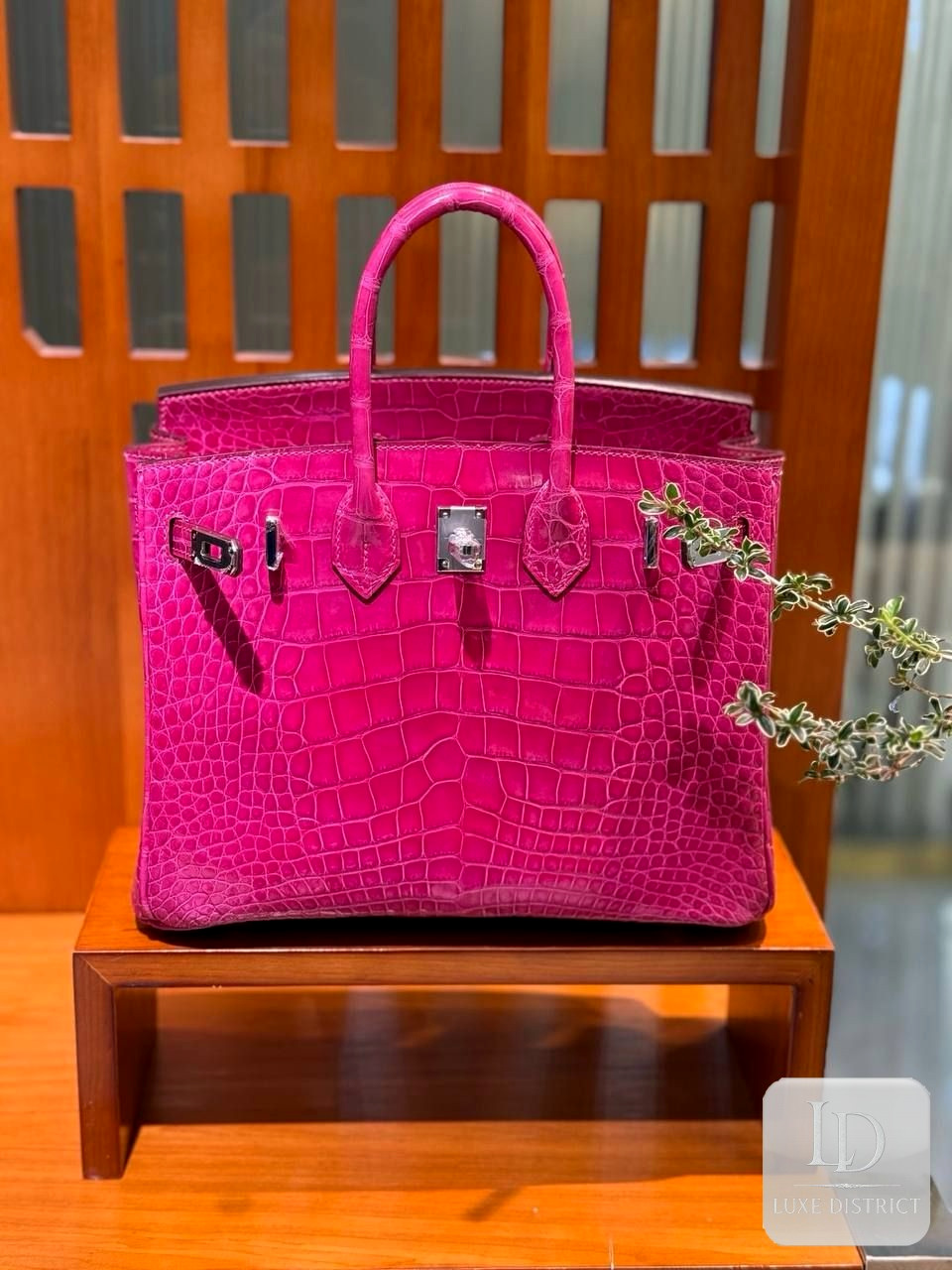 Hermès Birkin 25 — Розовый шокирующий крокодил аллигатор HCP и палладиевая фурнитура