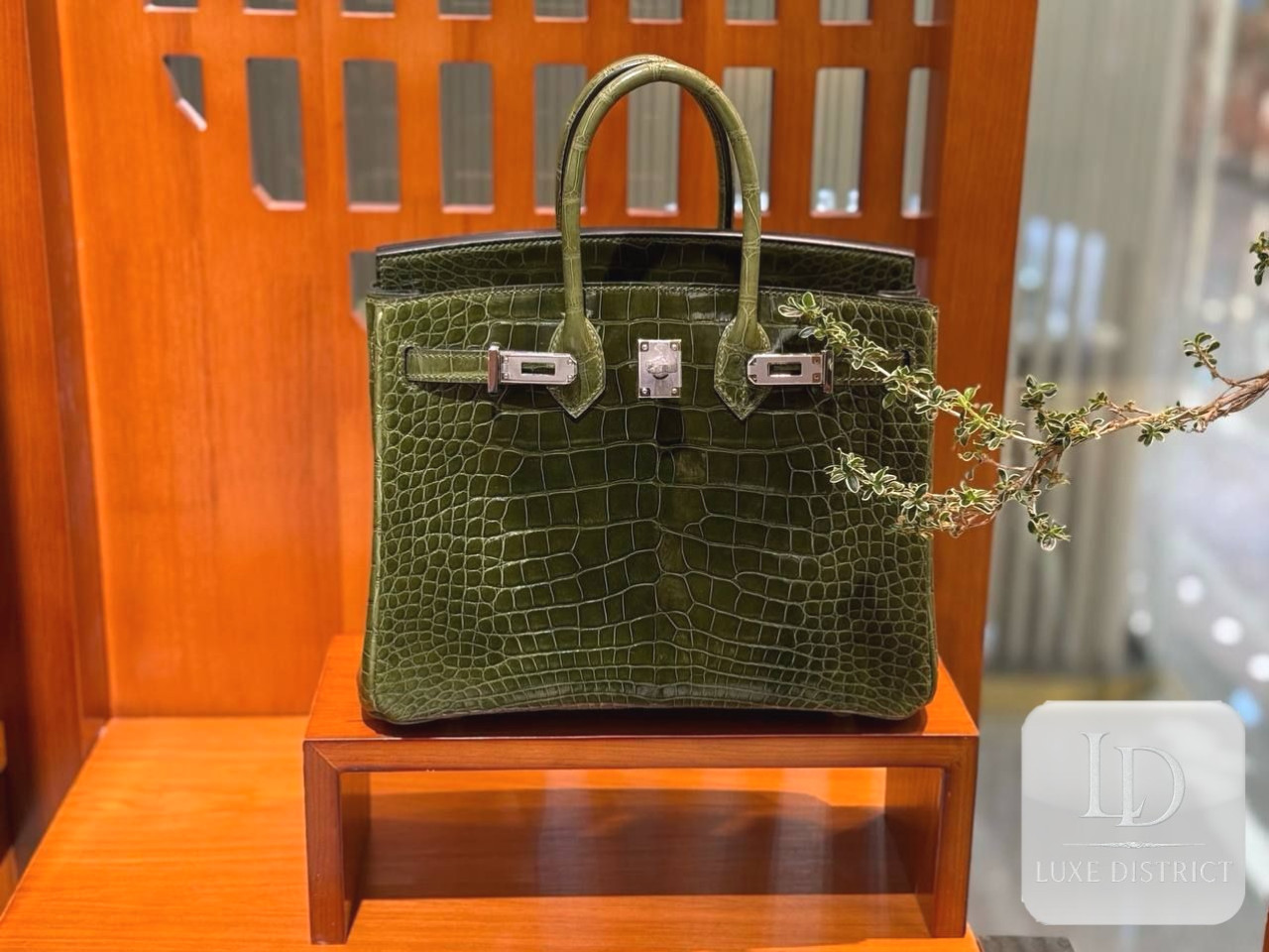 Hermès Birkin 25 — Зелёный оливковый крокодил аллигатор HCP и палладиевая фурнитура