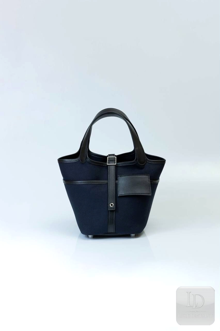 Реплика сумки Hermes  Picotin 18 Cargo — Noir & Bleu Minuit, Édition Tactile купить